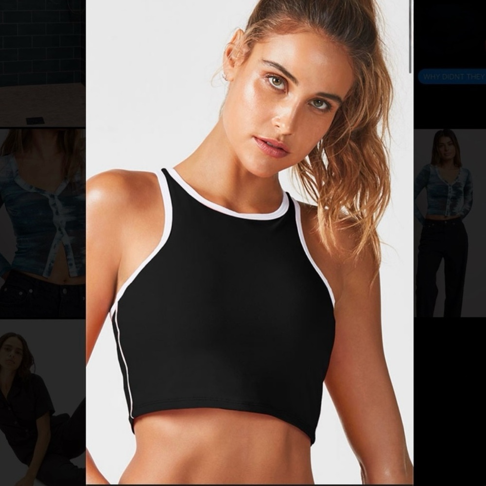 Fabletics Black Sports Bra Top with White Trim
